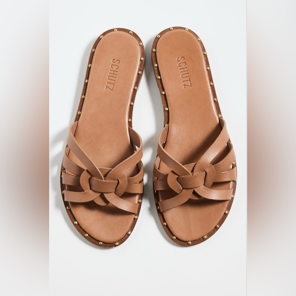 Schutz Women's Brown Leather Phoenix Sandal Size 8.5